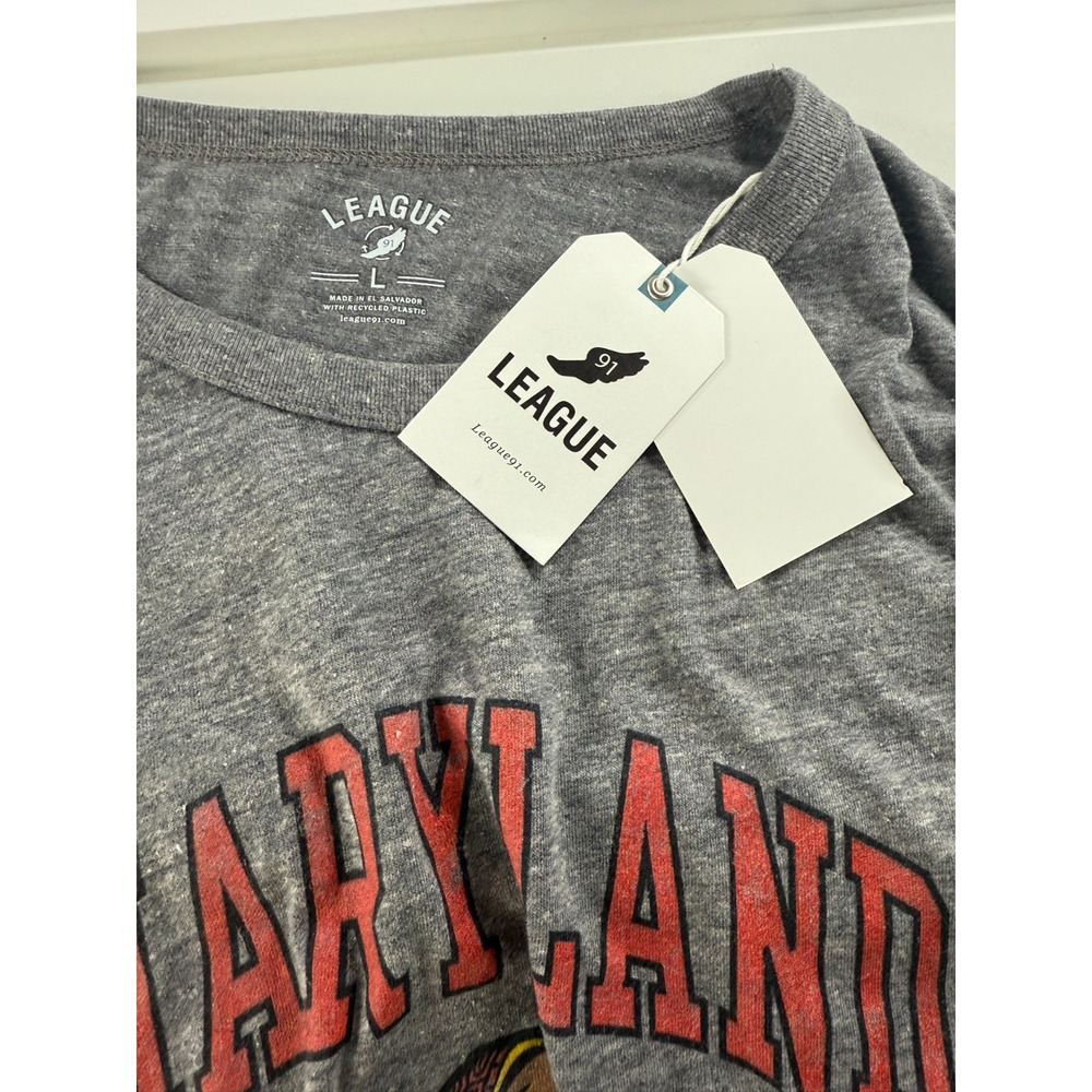 League Maryland Terrapins Long Sleeve‎ Tee Shirt Grey Mens Large New - Picture 3 of 9